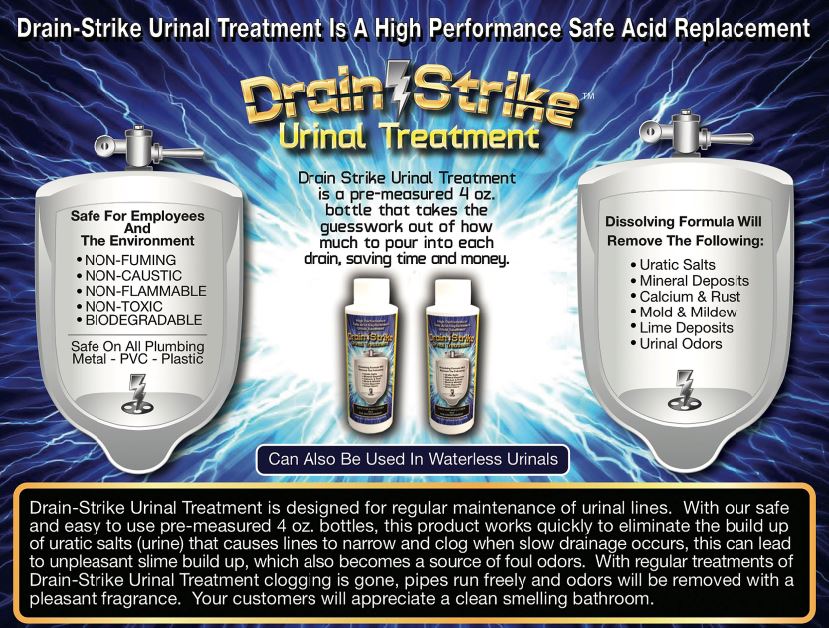 Drain Strike Urinal Treatment for clogged and stained urinals